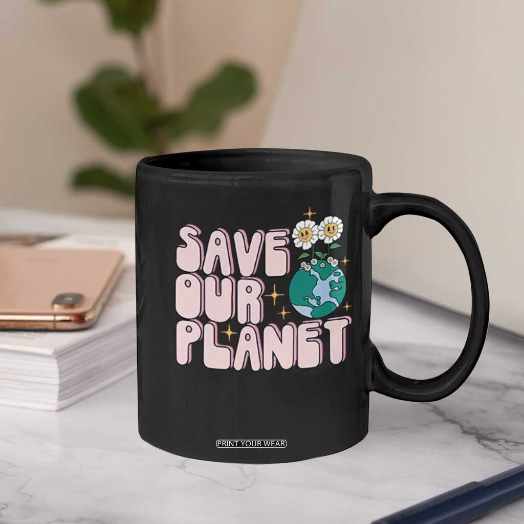 Earth Day Save Our Planet Coffee Mug Cute Retro Groove Flower TS11 Print Your Wear