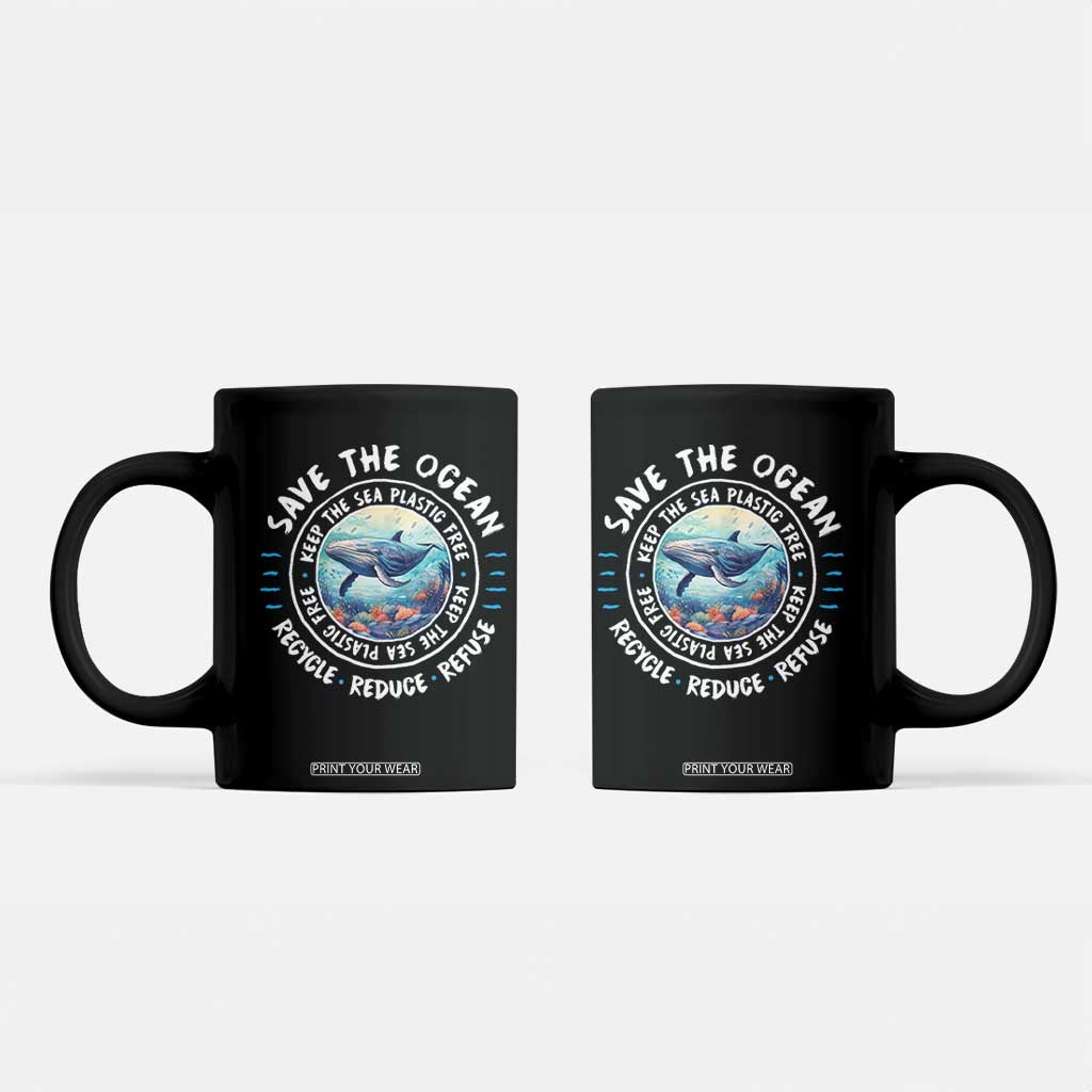 Earth Day Save The Ocean Humpback Whale Coffee Mug TS09 Black Print Your Wear