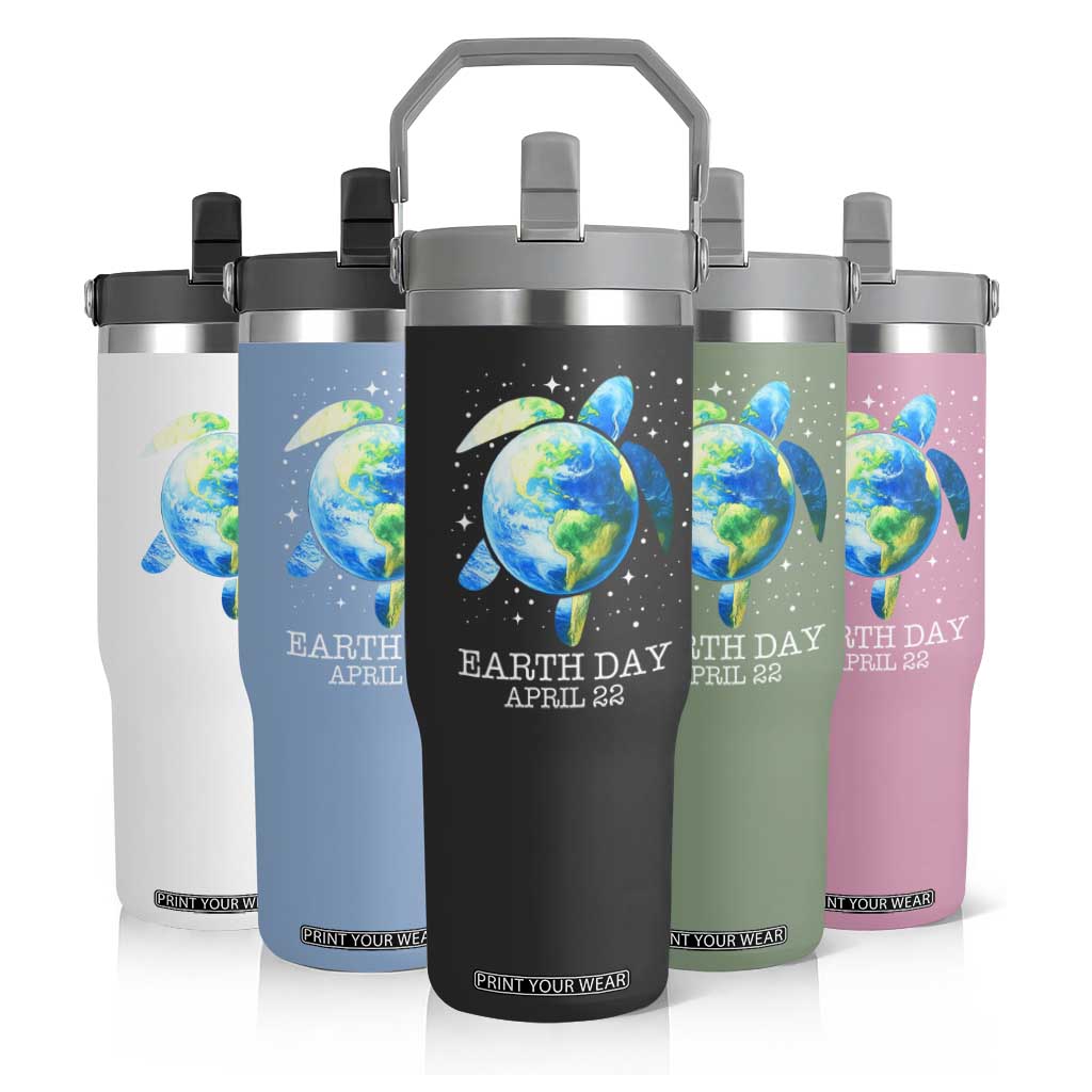 Earth Day Sea Turtle Flip Straw Tumbler Restore Earth Save The Planet TS02 Print Your Wear