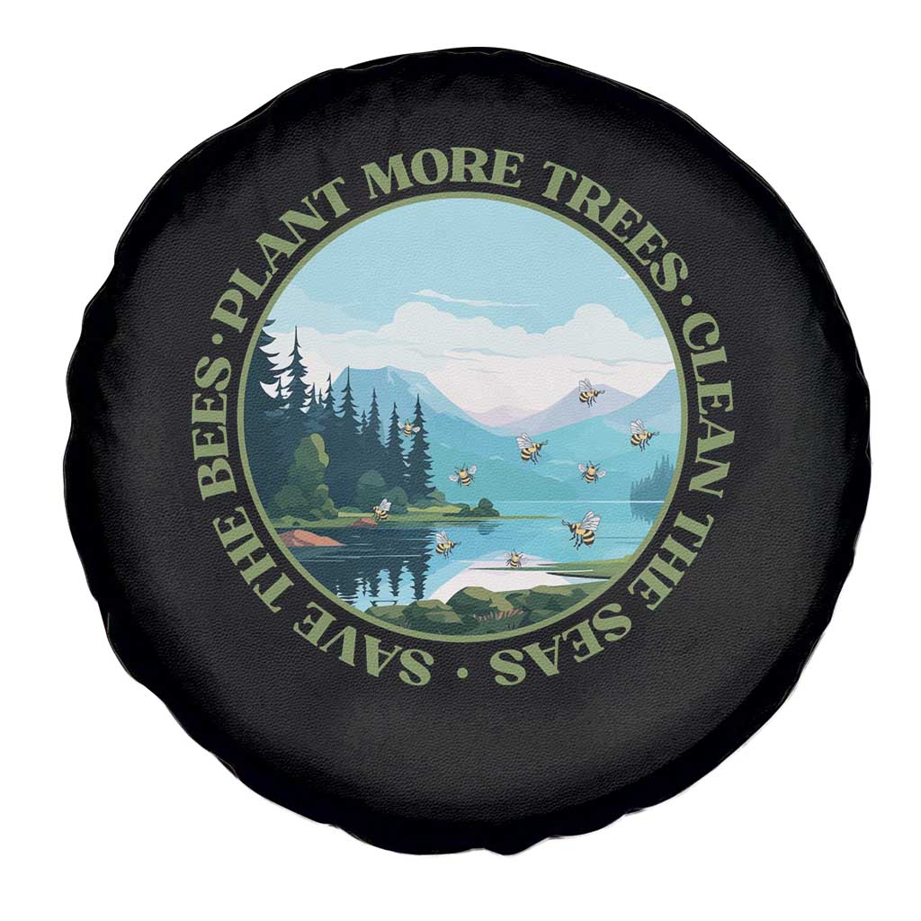 Earth Day Spare Tire Cover Save The Bees Plant More Trees Clean The Seas TS11 Print Your Wear