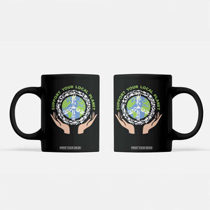 Earth Day Support Your Local Planet Coffee Mug Peace Sign Animals TS11 Black Print Your Wear