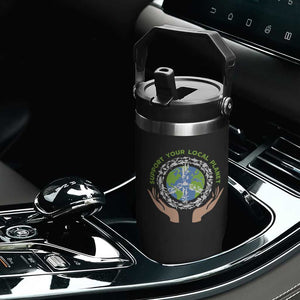 Earth Day Support Your Local Planet Flip Straw Tumbler Peace Sign Animals TS11 Print Your Wear