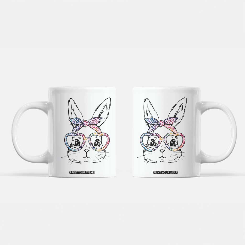 Easter Day Bunny Rabbit Face Tie Dye Glasses Coffee Mug TS11 White Print Your Wear