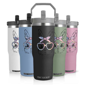 Easter Day Bunny Rabbit Face Tie Dye Glasses Flip Straw Tumbler TS11 Print Your Wear