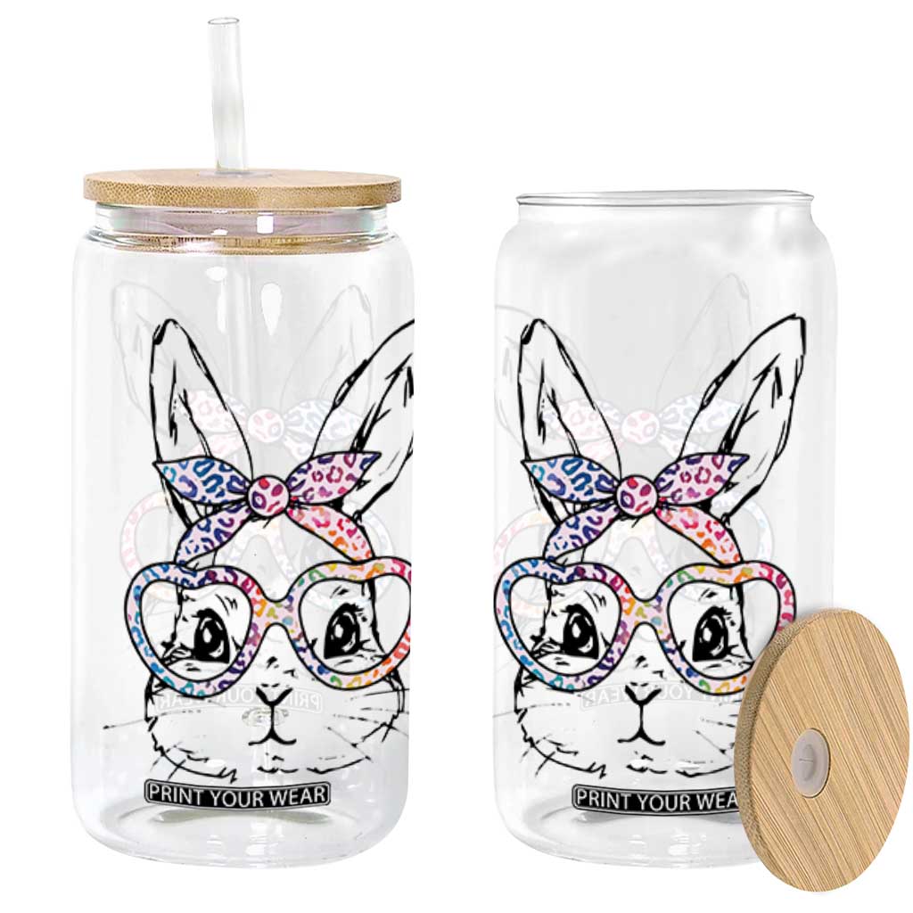Easter Day Bunny Rabbit Face Tie Dye Glasses Glass Can TS11 White Print Your Wear