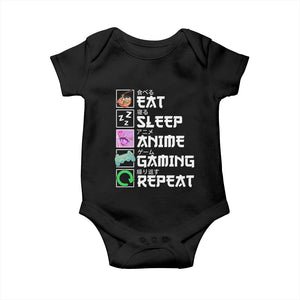 Eat Sleep Anime Gaming Repeat Baby Onesie Kawaii Otaku Anime Manga TS11 Black Print Your Wear