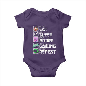 Eat Sleep Anime Gaming Repeat Baby Onesie Kawaii Otaku Anime Manga TS11 Purple Print Your Wear