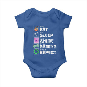 Eat Sleep Anime Gaming Repeat Baby Onesie Kawaii Otaku Anime Manga TS11 Royal Blue Print Your Wear
