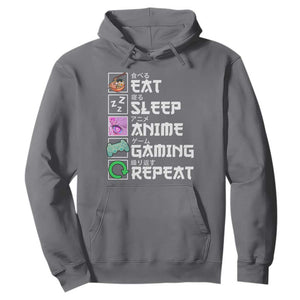 Eat Sleep Anime Gaming Repeat Hoodie Kawaii Otaku Anime Manga TS11 Charcoal Print Your Wear