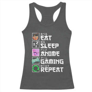 Eat Sleep Anime Gaming Repeat Racerback Tank Top Kawaii Otaku Anime Manga TS11 Dark Heather Print Your Wear