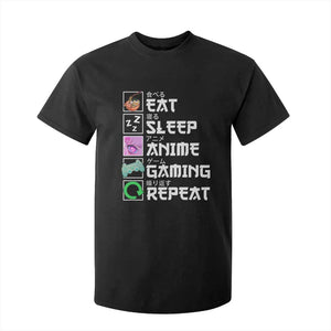 Eat Sleep Anime Gaming Repeat T Shirt For Kid Kawaii Otaku Anime Manga TS11 Black Print Your Wear