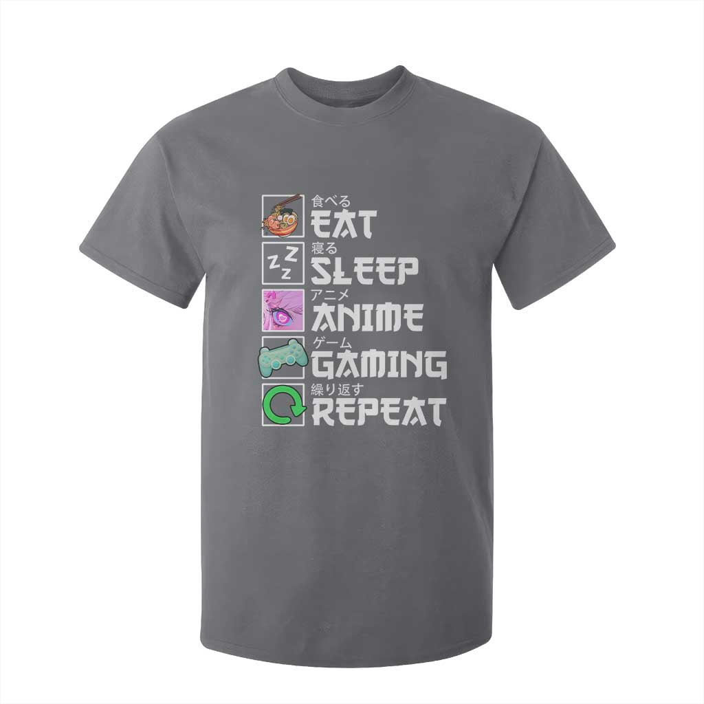 Eat Sleep Anime Gaming Repeat T Shirt For Kid Kawaii Otaku Anime Manga TS11 Charcoal Print Your Wear