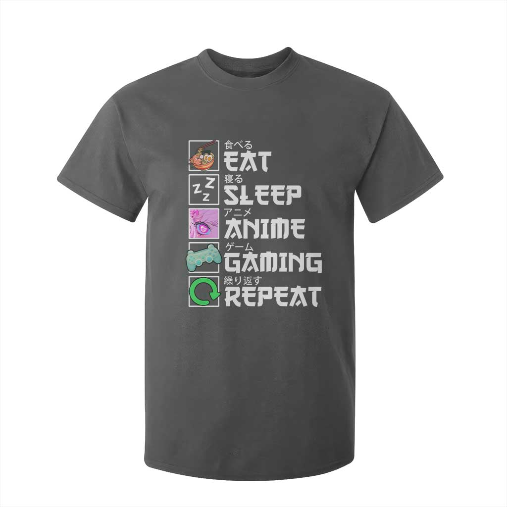 Eat Sleep Anime Gaming Repeat T Shirt For Kid Kawaii Otaku Anime Manga TS11 Dark Heather Print Your Wear