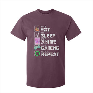 Eat Sleep Anime Gaming Repeat T Shirt For Kid Kawaii Otaku Anime Manga TS11 Maroon Print Your Wear