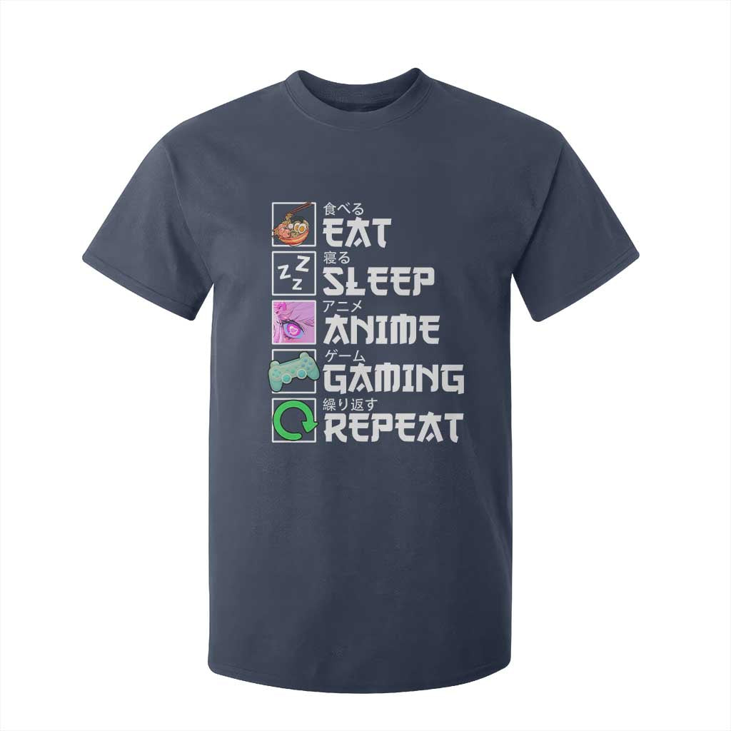 Eat Sleep Anime Gaming Repeat T Shirt For Kid Kawaii Otaku Anime Manga TS11 Navy Print Your Wear