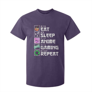 Eat Sleep Anime Gaming Repeat T Shirt For Kid Kawaii Otaku Anime Manga TS11 Purple Print Your Wear