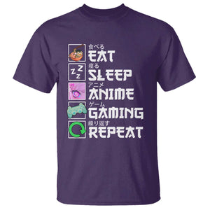 Eat Sleep Anime Gaming Repeat T Shirt Kawaii Otaku Anime Manga TS11 Purple Print Your Wear
