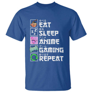 Eat Sleep Anime Gaming Repeat T Shirt Kawaii Otaku Anime Manga TS11 Royal Blue Print Your Wear