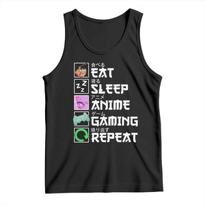 Eat Sleep Anime Gaming Repeat Tank Top Kawaii Otaku Anime Manga TS11 Black Print Your Wear