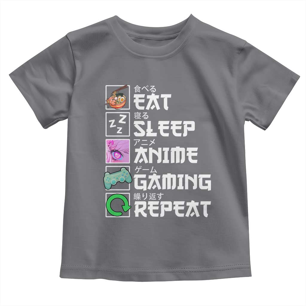 Eat Sleep Anime Gaming Repeat Toddler T Shirt Kawaii Otaku Anime Manga TS11 Charcoal Print Your Wear