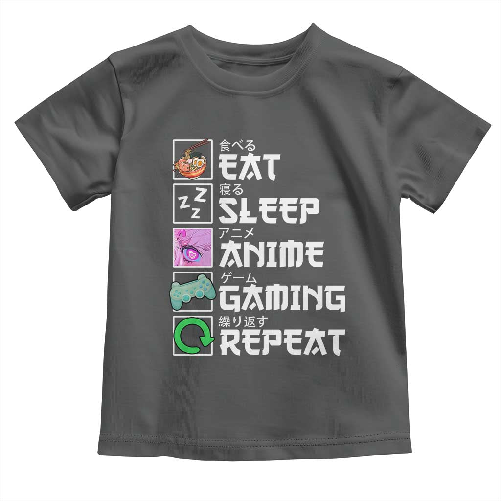 Eat Sleep Anime Gaming Repeat Toddler T Shirt Kawaii Otaku Anime Manga TS11 Dark Heather Print Your Wear