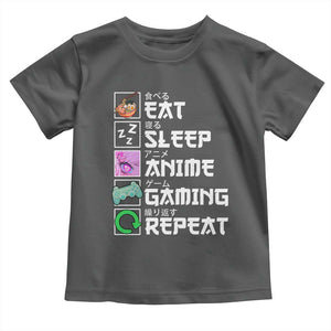 Eat Sleep Anime Gaming Repeat Toddler T Shirt Kawaii Otaku Anime Manga TS11 Dark Heather Print Your Wear