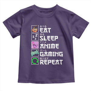Eat Sleep Anime Gaming Repeat Toddler T Shirt Kawaii Otaku Anime Manga TS11 Purple Print Your Wear