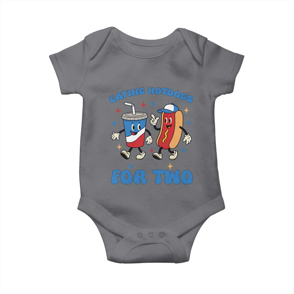 Eating Hotdogs for Two Baby Onesie Cute Pregnancy Announcement Patriotic 4th Of July TS02 Charcoal Print Your Wear