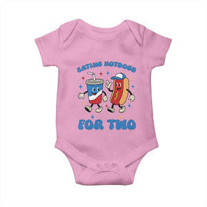 Eating Hotdogs for Two Baby Onesie Cute Pregnancy Announcement Patriotic 4th Of July TS02 Light Pink Print Your Wear