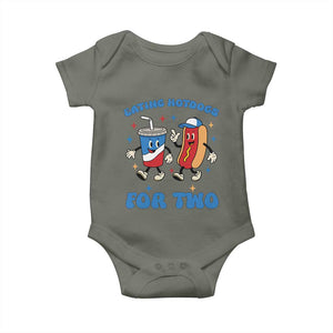 Eating Hotdogs for Two Baby Onesie Cute Pregnancy Announcement Patriotic 4th Of July TS02 Military Green Print Your Wear