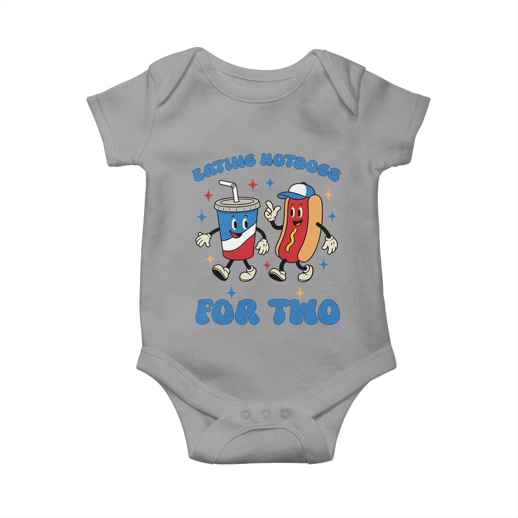 Eating Hotdogs for Two Baby Onesie Cute Pregnancy Announcement Patriotic 4th Of July TS02 Sport Gray Print Your Wear