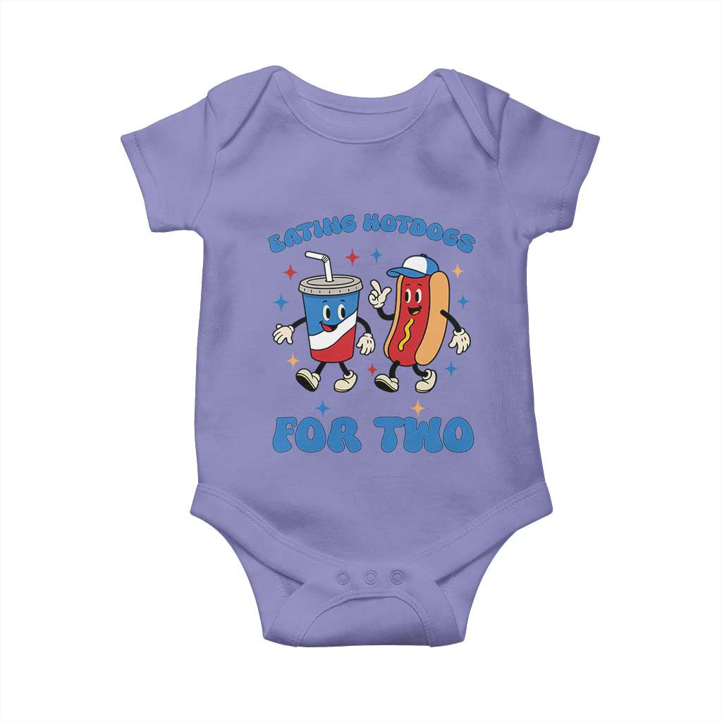 Eating Hotdogs for Two Baby Onesie Cute Pregnancy Announcement Patriotic 4th Of July TS02 Violet Print Your Wear