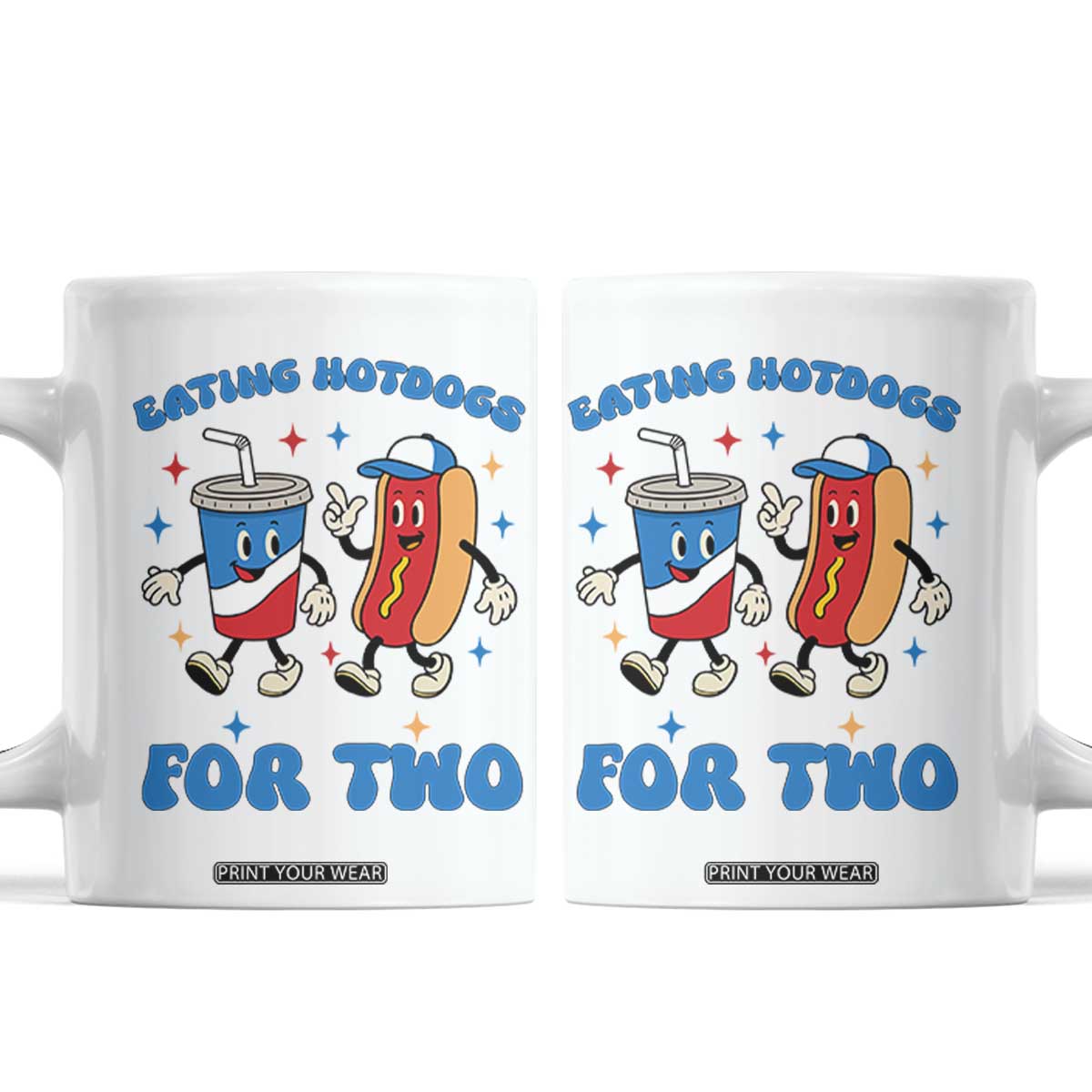 Eating Hotdogs for Two Coffee Mug Cute Pregnancy Announcement Patriotic 4th Of July TS02 White Print Your Wear