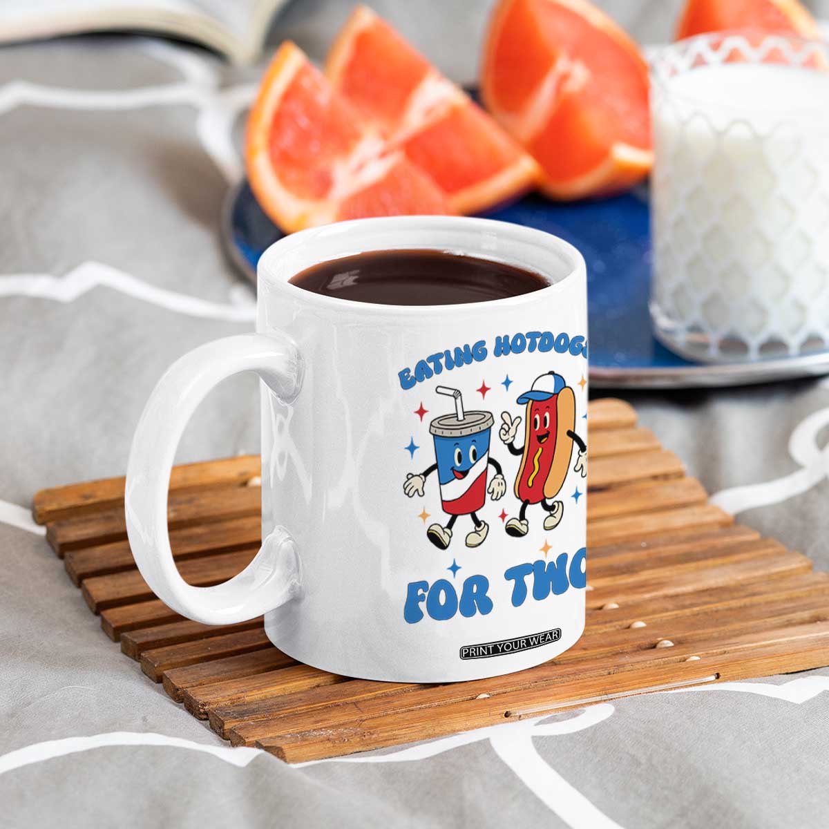 Eating Hotdogs for Two Coffee Mug Cute Pregnancy Announcement Patriotic 4th Of July TS02 Print Your Wear
