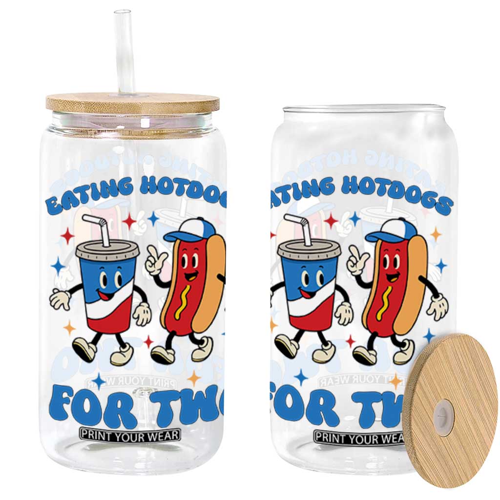 Eating Hotdogs for Two Glass Can Cute Pregnancy Announcement Patriotic 4th Of July TS02 White Print Your Wear