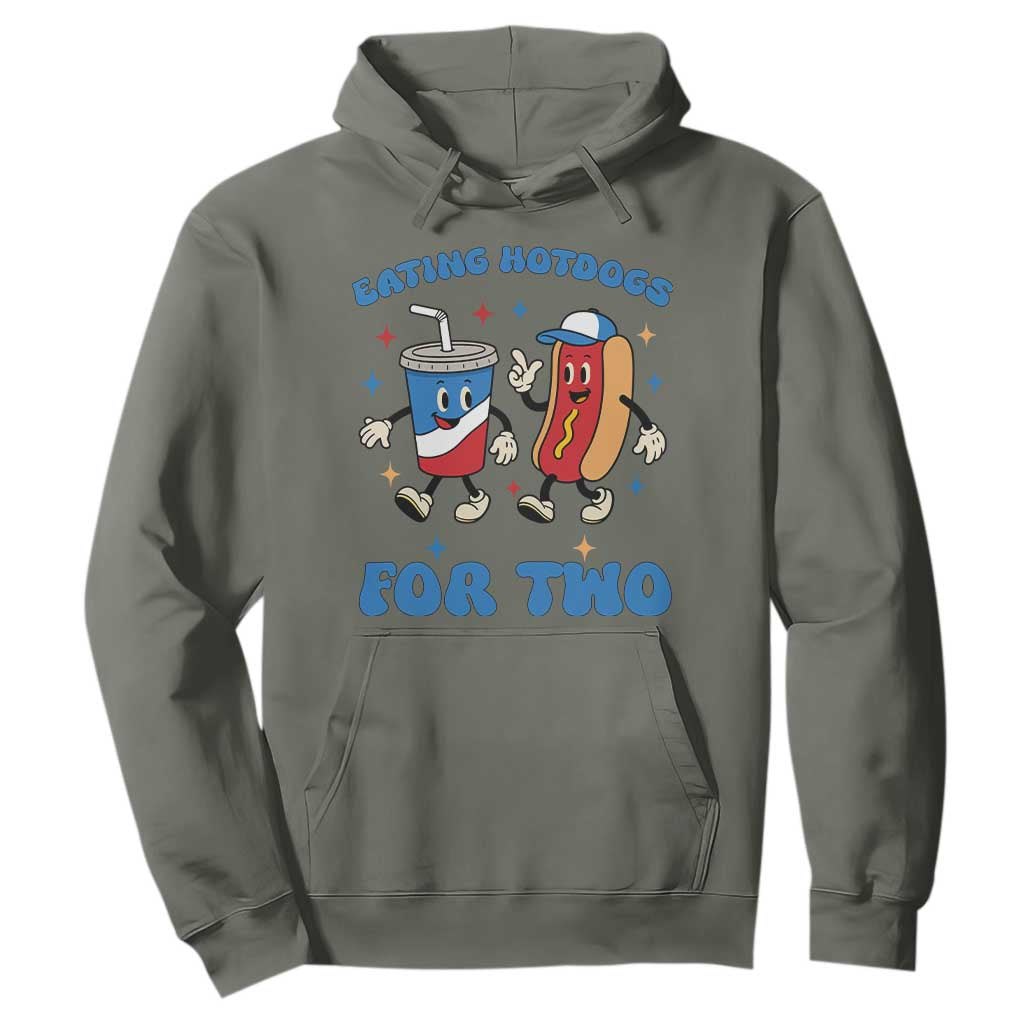 Eating Hotdogs for Two Hoodie Cute Pregnancy Announcement Patriotic 4th Of July TS02 Military Green Print Your Wear