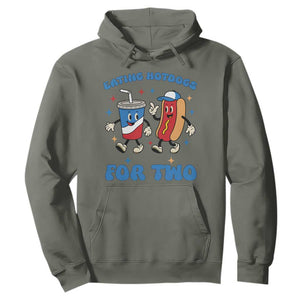Eating Hotdogs for Two Hoodie Cute Pregnancy Announcement Patriotic 4th Of July TS02 Military Green Print Your Wear