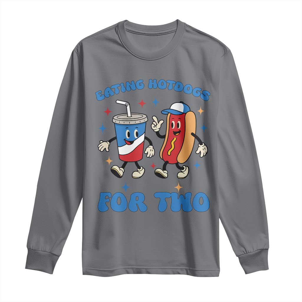 Eating Hotdogs for Two Long Sleeve Shirt Cute Pregnancy Announcement Patriotic 4th Of July TS02 Charcoal Print Your Wear