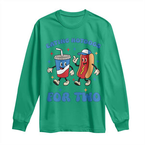 Eating Hotdogs for Two Long Sleeve Shirt Cute Pregnancy Announcement Patriotic 4th Of July TS02 Irish Green Print Your Wear