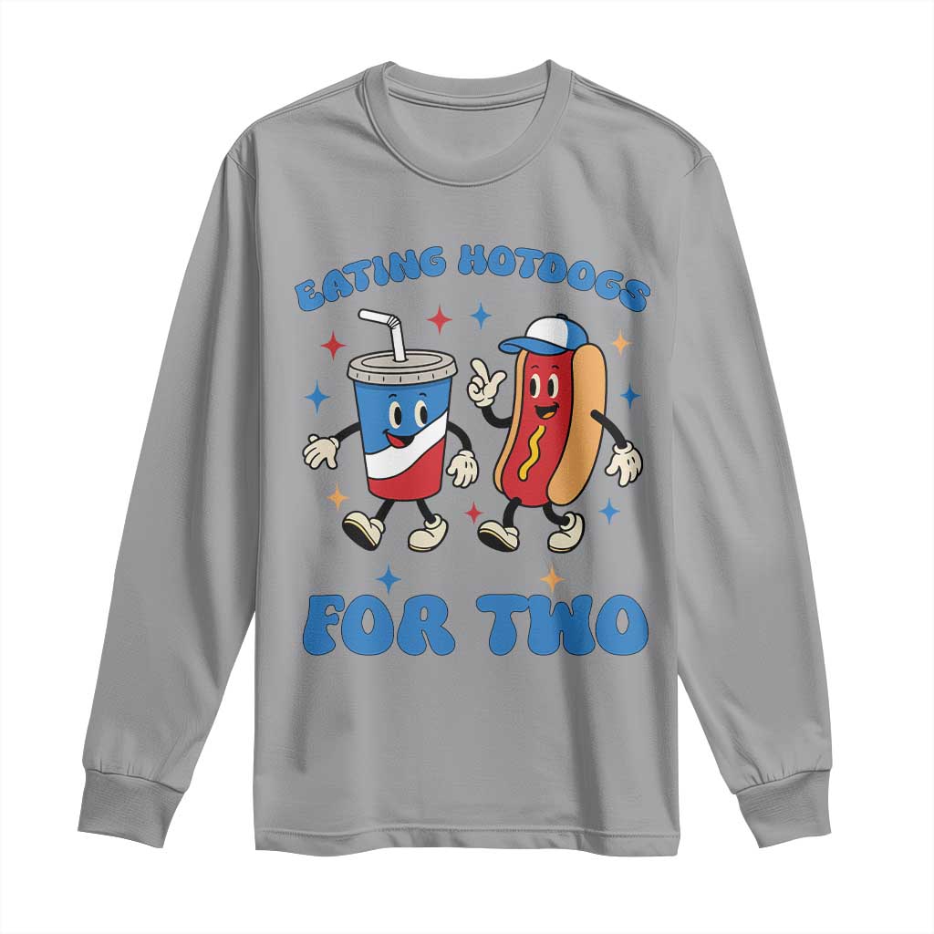 Eating Hotdogs for Two Long Sleeve Shirt Cute Pregnancy Announcement Patriotic 4th Of July TS02 Sport Gray Print Your Wear
