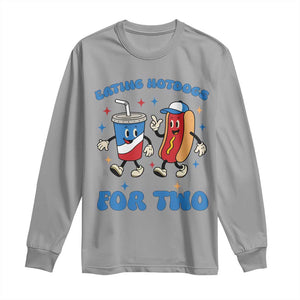 Eating Hotdogs for Two Long Sleeve Shirt Cute Pregnancy Announcement Patriotic 4th Of July TS02 Sport Gray Print Your Wear