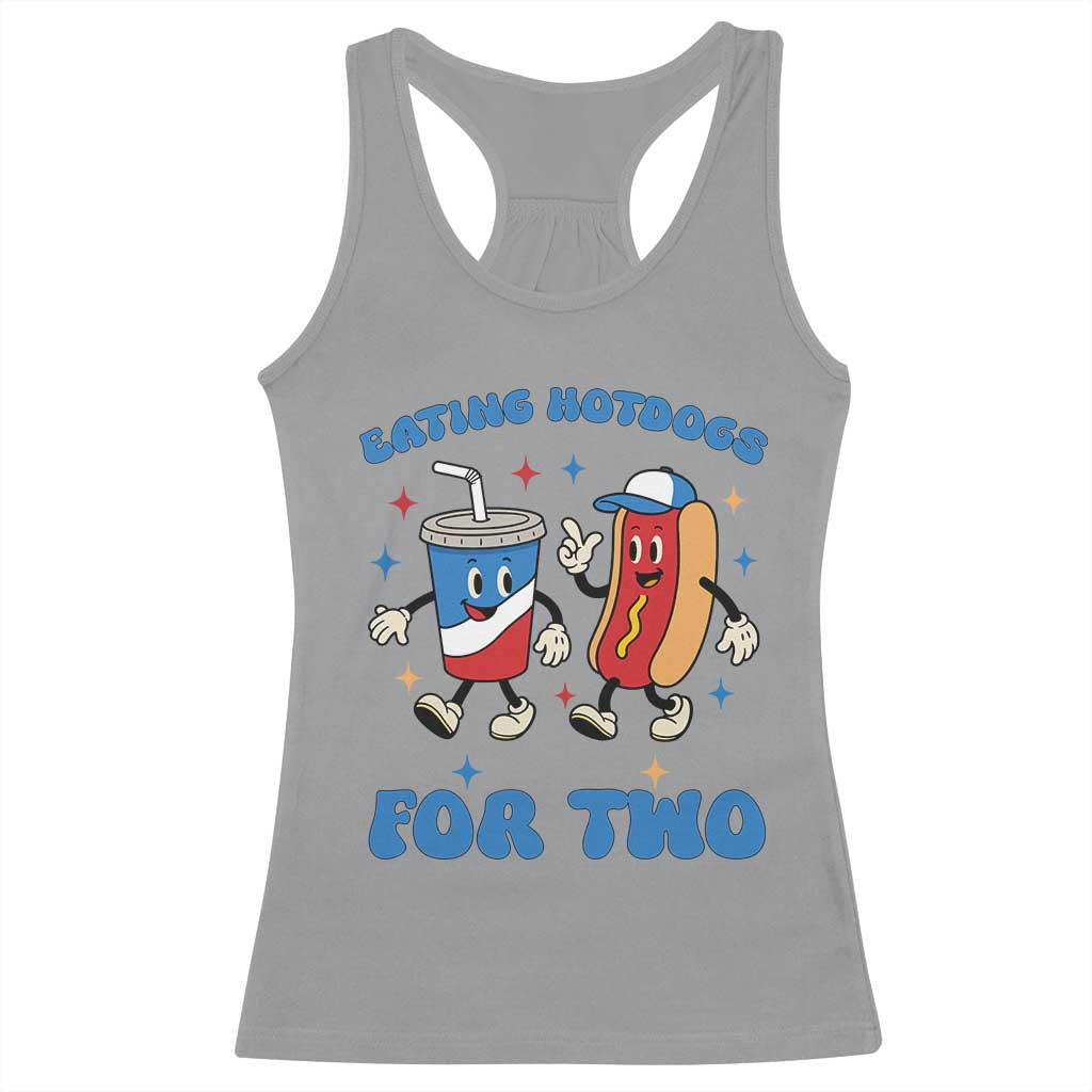 Eating Hotdogs for Two Racerback Tank Top Cute Pregnancy Announcement Patriotic 4th Of July TS02 Sport Gray Print Your Wear