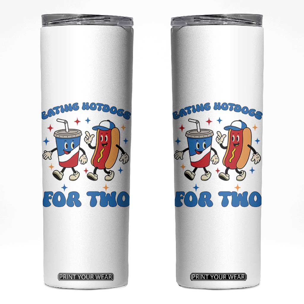 Eating Hotdogs for Two Skinny Tumbler Cute Pregnancy Announcement Patriotic 4th Of July TS02 White Print Your Wear