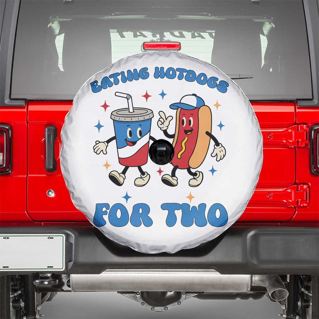 Eating Hotdogs for Two Spare Tire Cover Cute Pregnancy Announcement Patriotic 4th Of July TS02 White Print Your Wear