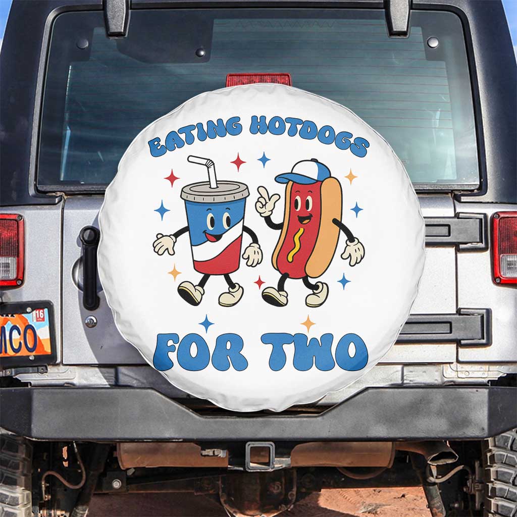Eating Hotdogs for Two Spare Tire Cover Cute Pregnancy Announcement Patriotic 4th Of July TS02 No hole White Print Your Wear