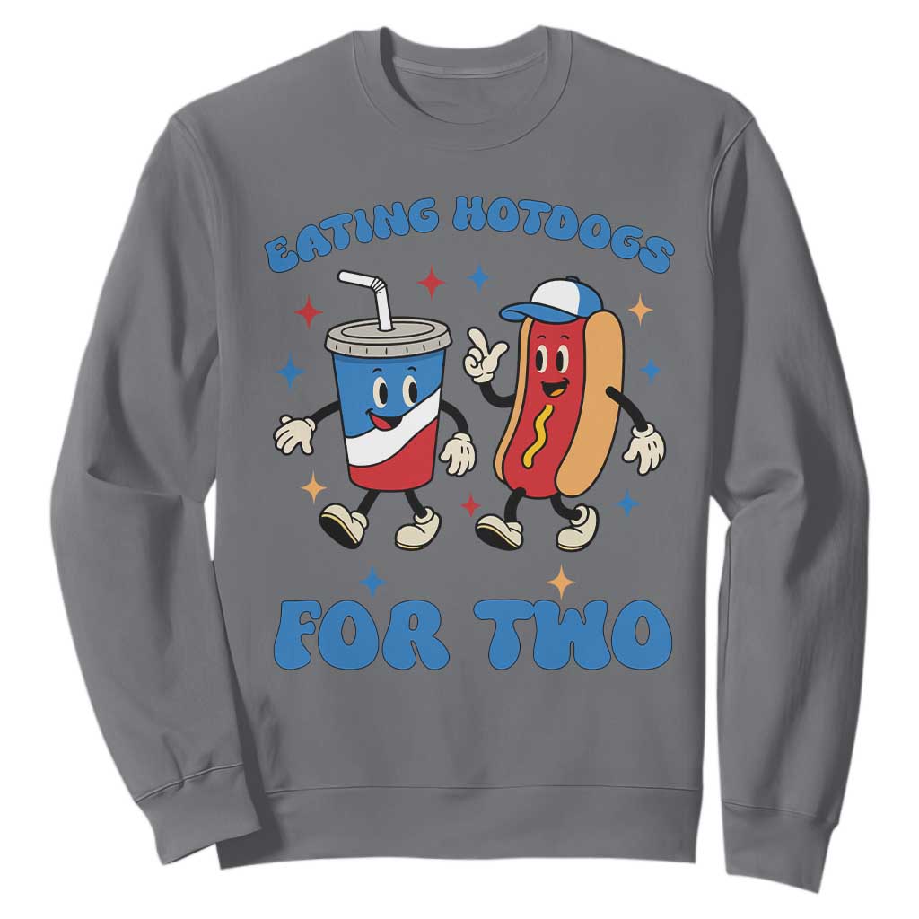 Eating Hotdogs for Two Sweatshirt Cute Pregnancy Announcement Patriotic 4th Of July TS02 Charcoal Print Your Wear