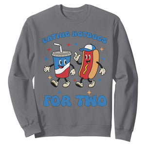 Eating Hotdogs for Two Sweatshirt Cute Pregnancy Announcement Patriotic 4th Of July TS02 Charcoal Print Your Wear