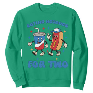 Eating Hotdogs for Two Sweatshirt Cute Pregnancy Announcement Patriotic 4th Of July TS02 Irish Green Print Your Wear