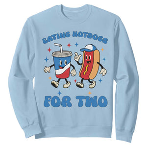 Eating Hotdogs for Two Sweatshirt Cute Pregnancy Announcement Patriotic 4th Of July TS02 Light Blue Print Your Wear