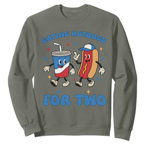 Eating Hotdogs for Two Sweatshirt Cute Pregnancy Announcement Patriotic 4th Of July TS02 Military Green Print Your Wear
